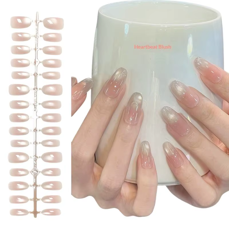 Faux Ongles 30 Pièces Courts Ovale Amande XS/S/M Tailles Mixtes Nude Pointes d'Ongles Artificielles à Porter Couverture Complète à Presser Extension Professionnelle