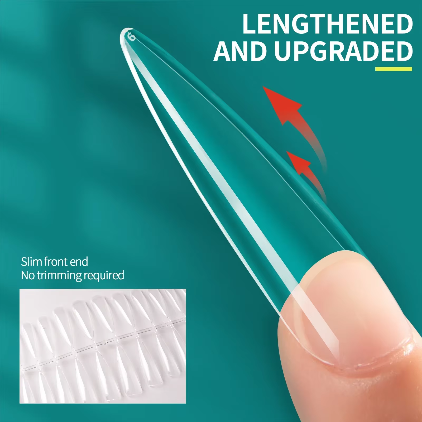 Nailpop XXL cercueil ongles conseils couverture complète Extra Long acrylique système d'extension clair artificiel faux