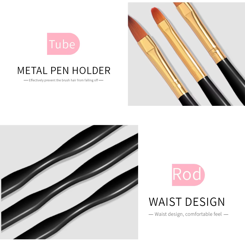 LINMANDA – ensemble de 3 pinceaux pour Nail Art