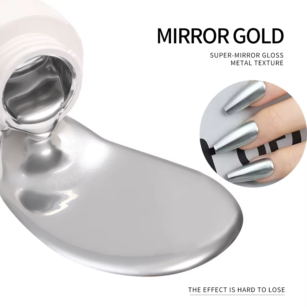 Argent métal Gel métallique vernis à ongles Chrome 3D