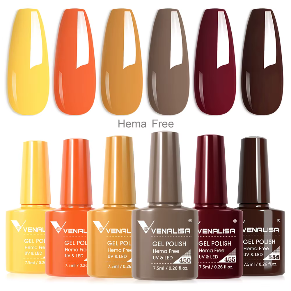 VENALISA 6 pièces/kit automne couleur Collection automne ongles marron terre Gel vernis à ongles TPO gratuit tremper UV LED Gel Semi Permanent ensemble