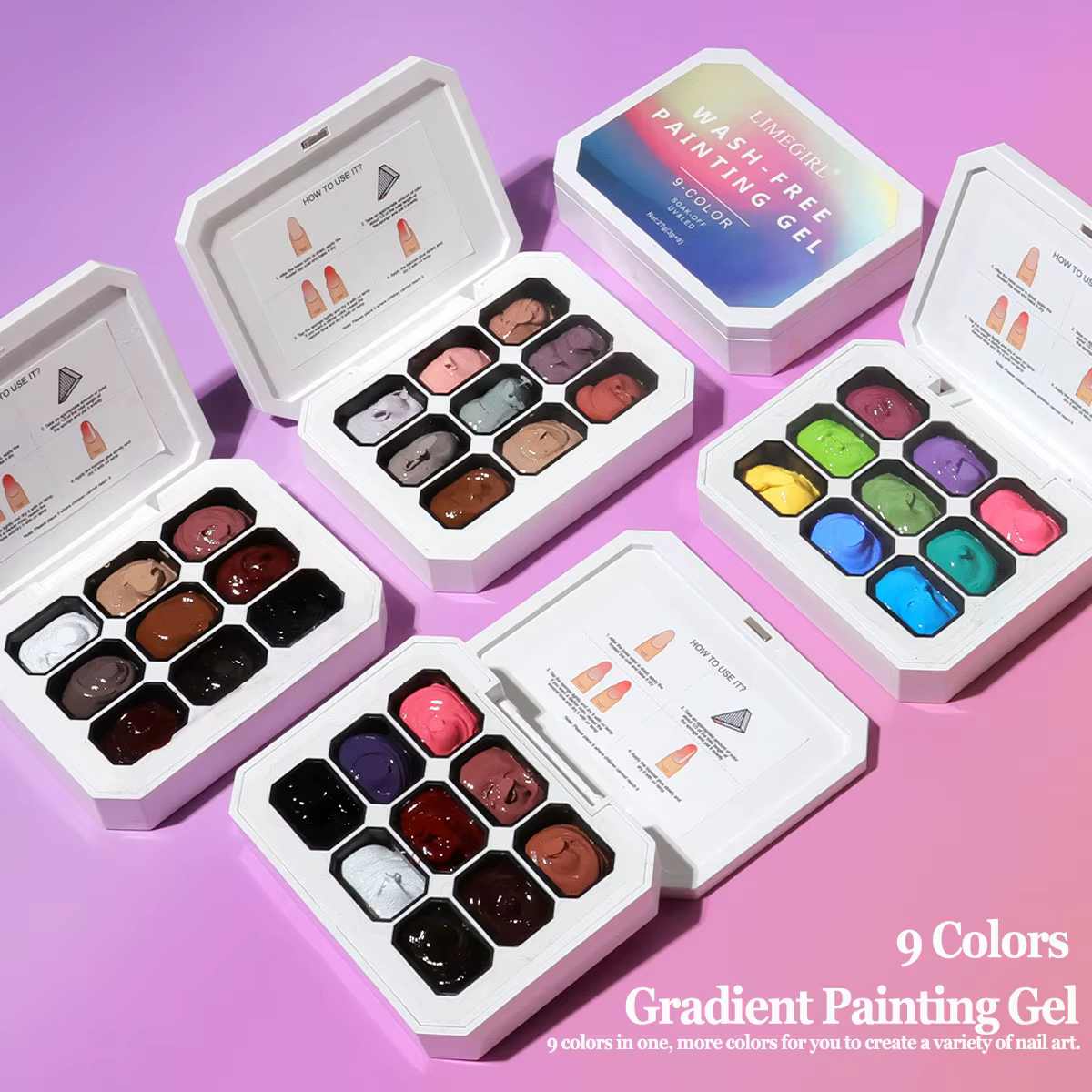 LIMEGIRL 9 couleurs dégradé peinture Gel Nail Art Design bricolage solide Gel vernis à ongles rapidement sculpté pétale