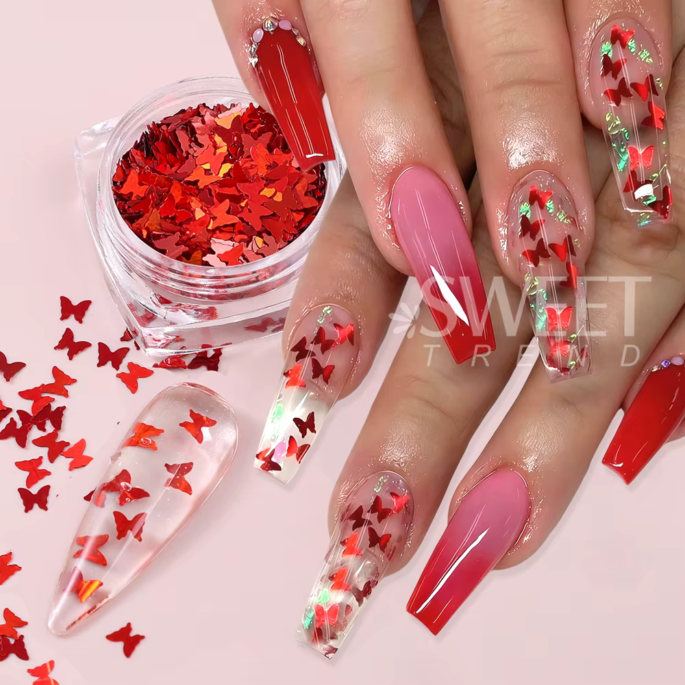 SWEET TREND - 12 couleurs de paillettes papillon pour nail art