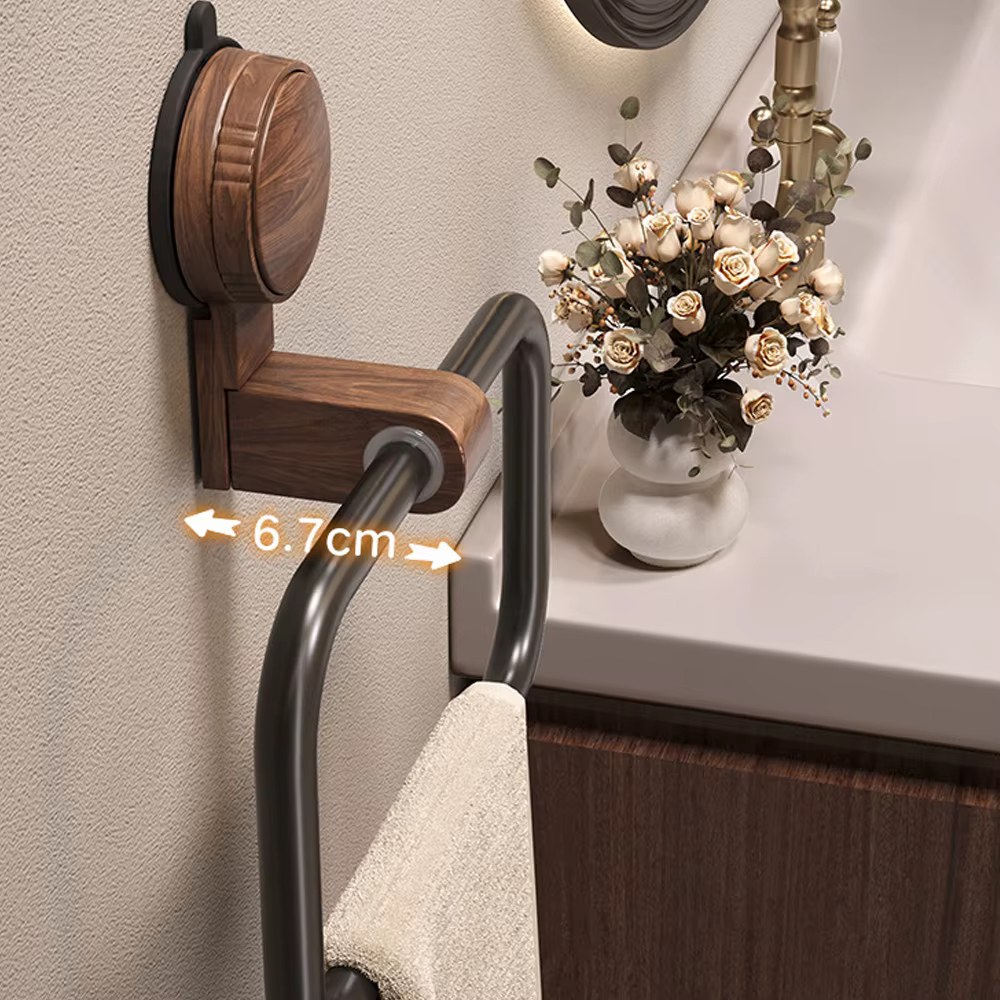 Nouveau porte-serviettes de salle de bain Vintage en bois de noyer étanche porte-serviettes de salle de bain avec support à ventouse anneau de serviettes mural