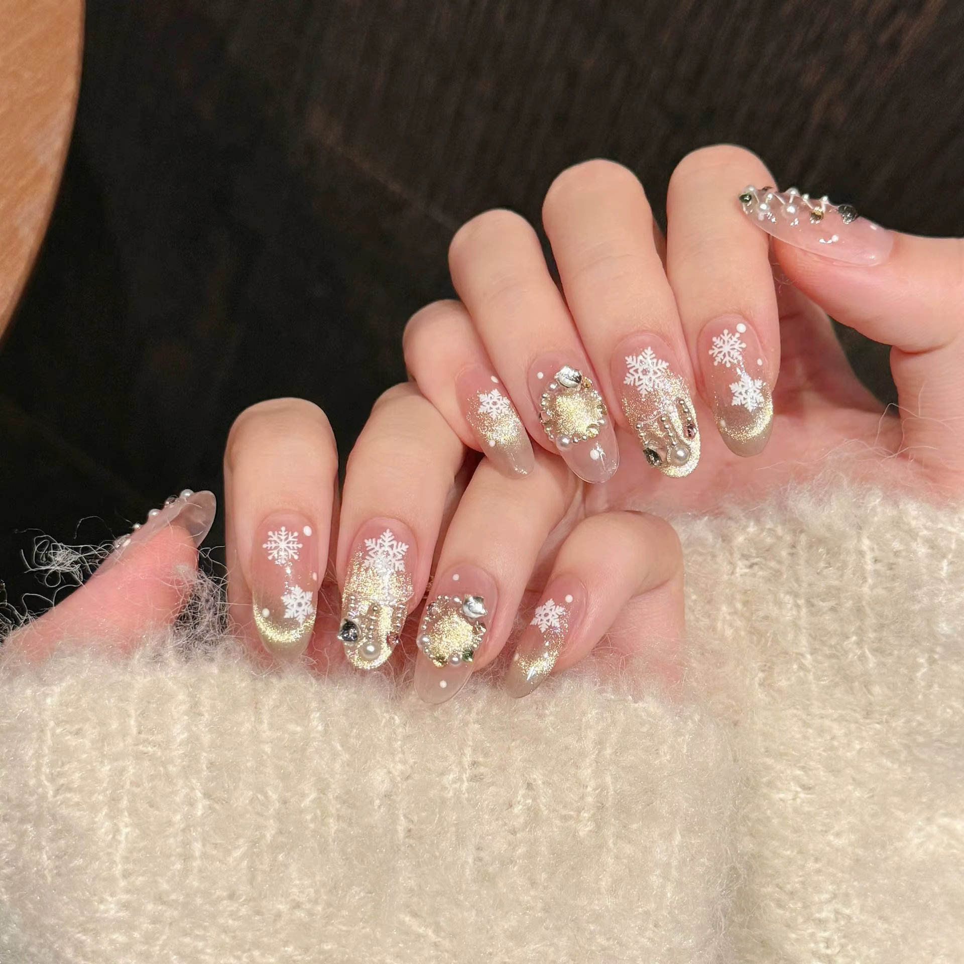 Faux ongles faits à la main pour décoration de Noël