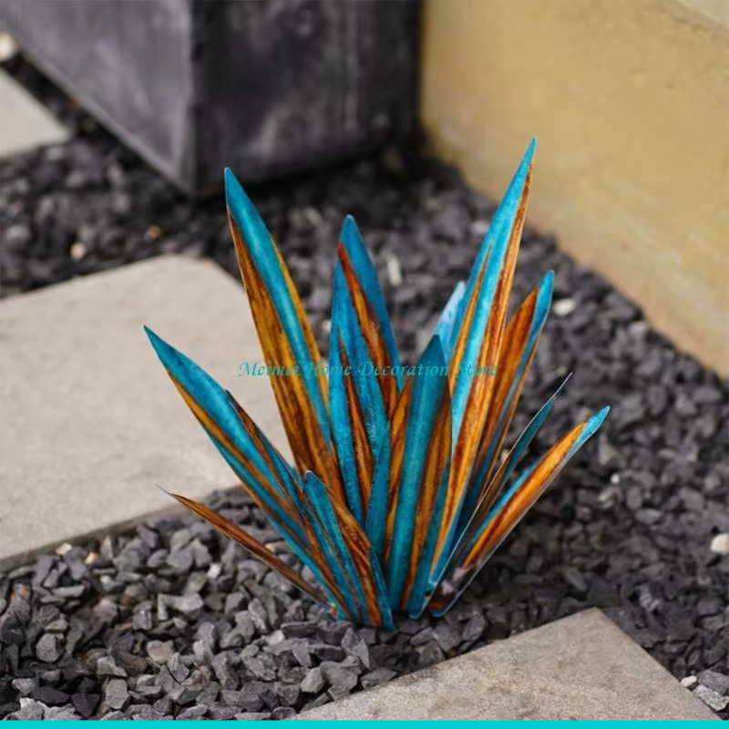 H7BF – décorations jardin en Agave pour piquet extérieur, Sculpture Tequila peinte à main