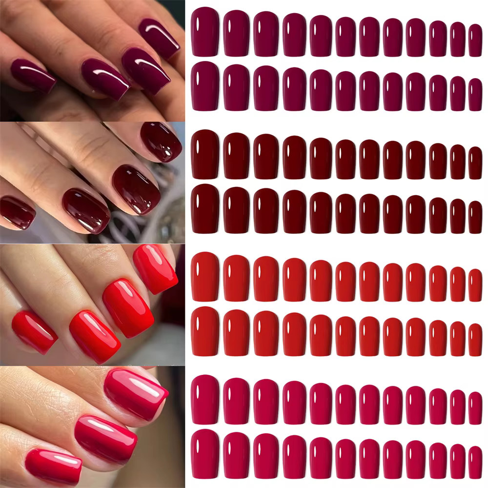 96 faux ongles courts en forme de cercueil