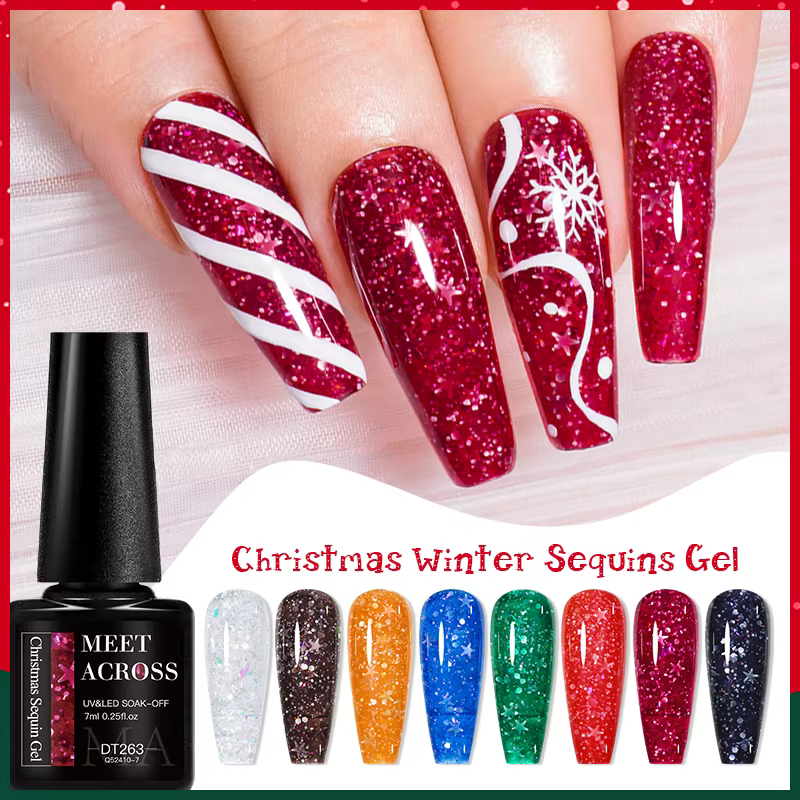 Verhéritage à Ongles en Gel à Paillettes Brillantes de Noël