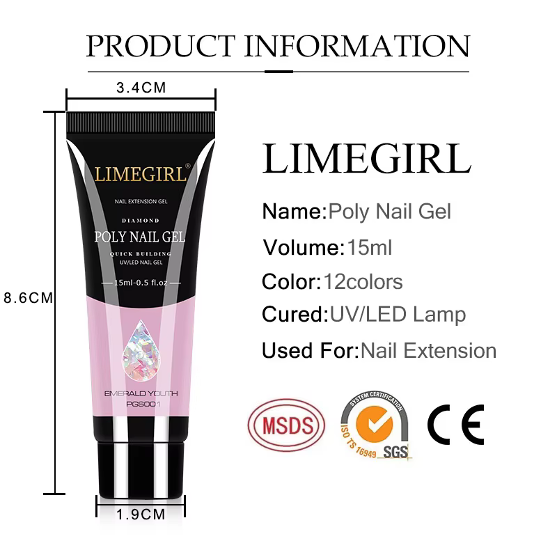 Kit de Nail Art LIMEGIRL : Gel Poly Extension