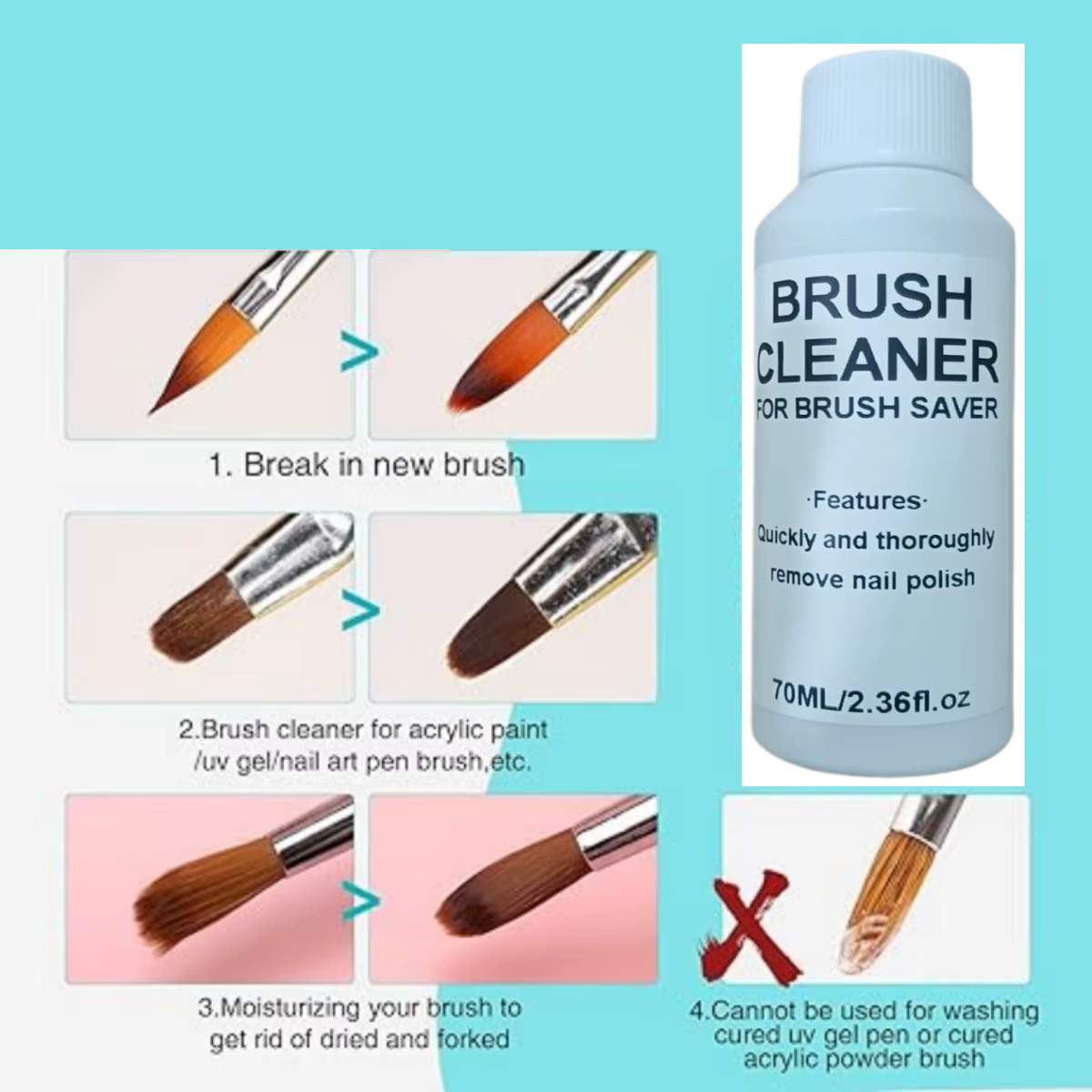 Nettoyant et revitalisant pour pinceaux à ongles