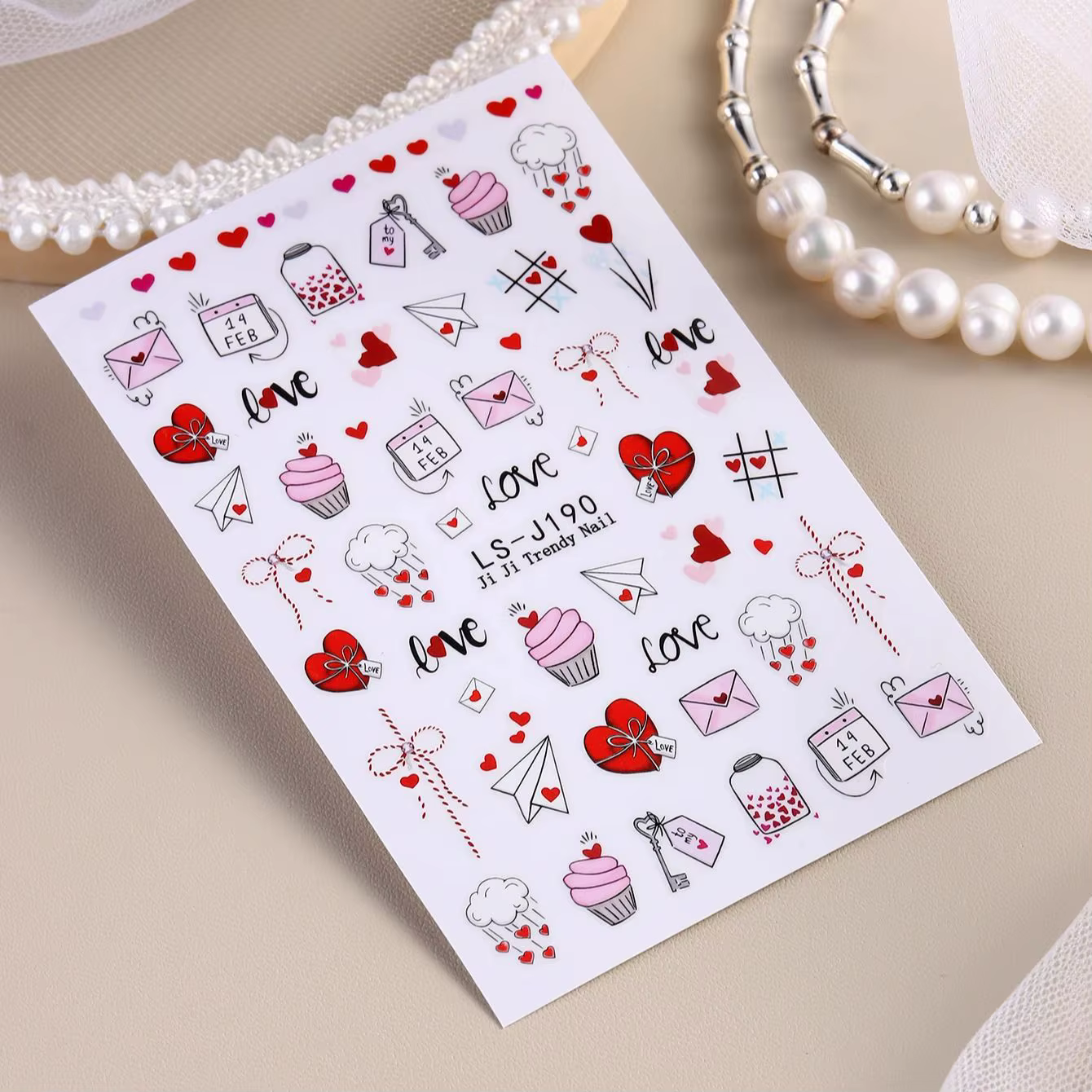Autocollants pour ongles doux pour la saint-valentin