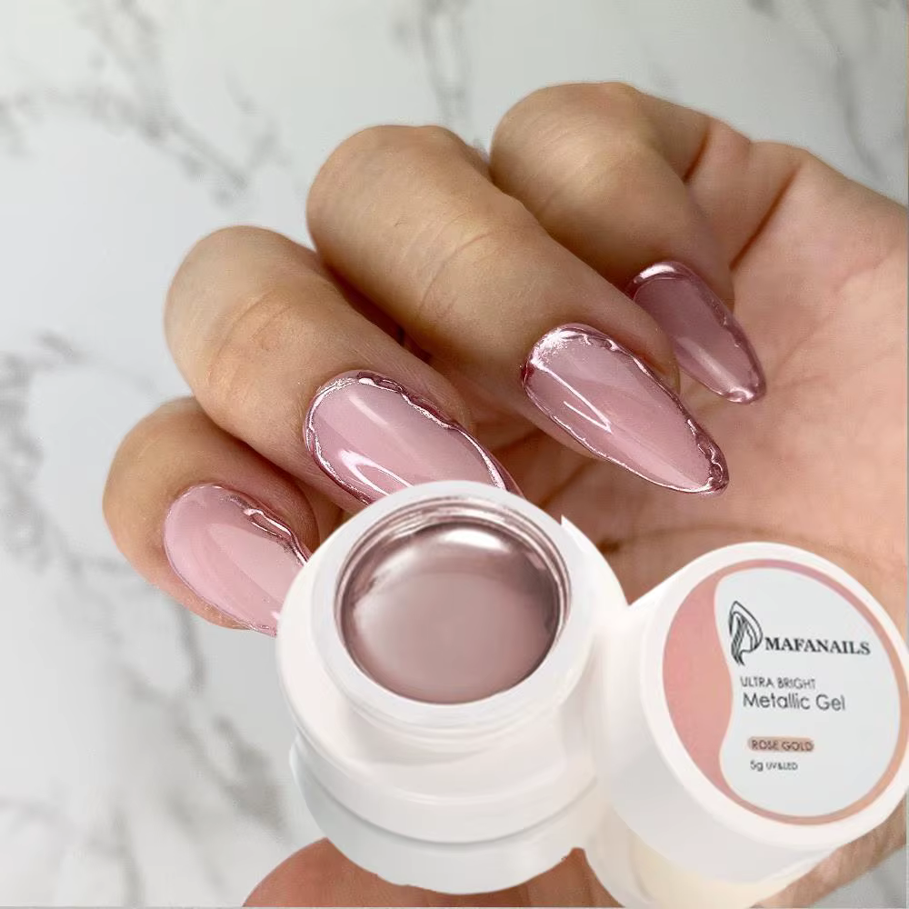 1PC Vernis à ongles effet miroir métallique or/argent/or rose