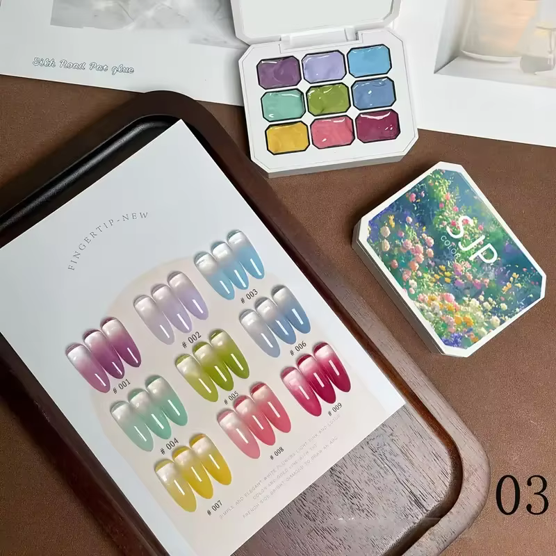 9 couleurs solide vernis à ongles Palette Peelable UV/LED