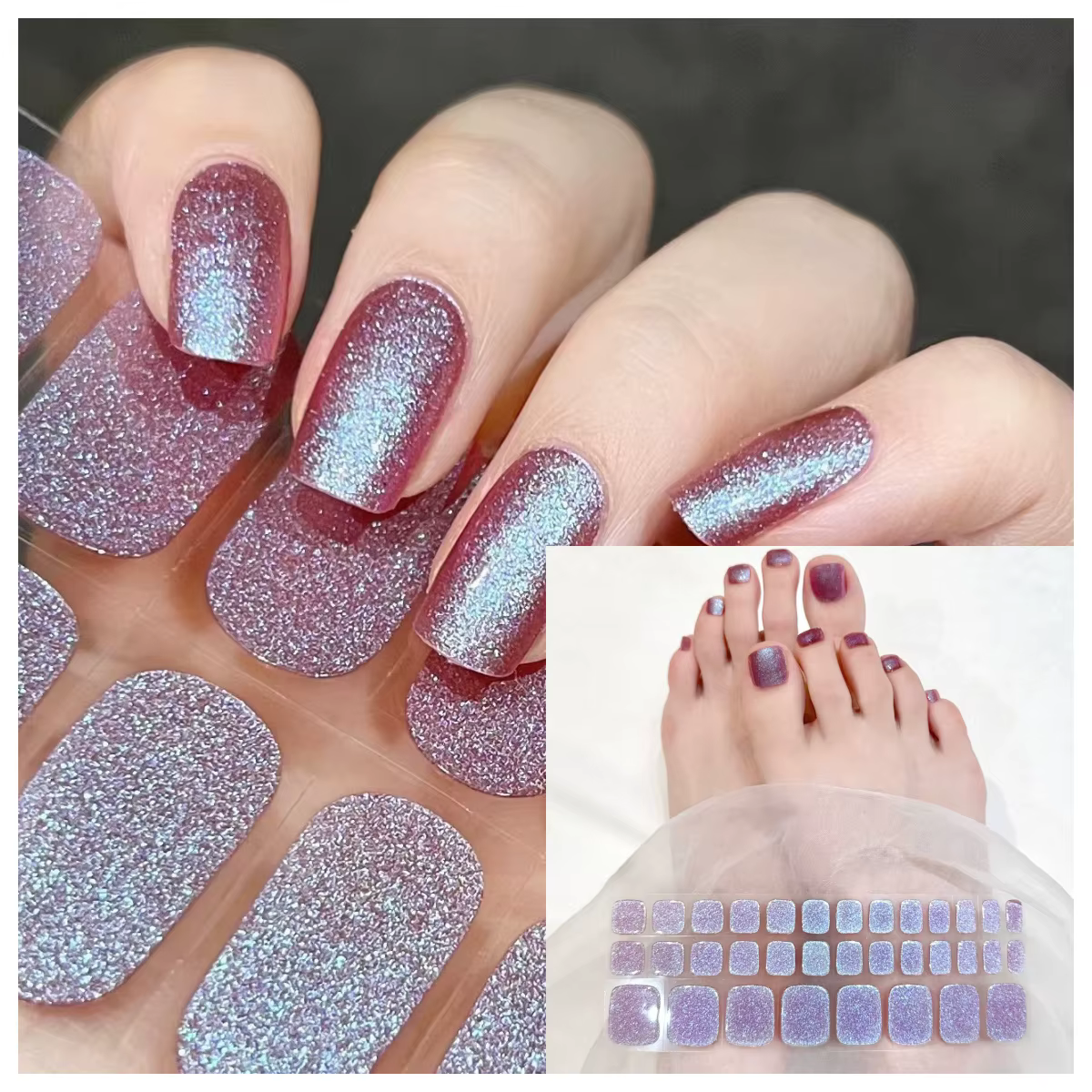 Ensemble d'autocollants pour ongles en Gel Semi-durci