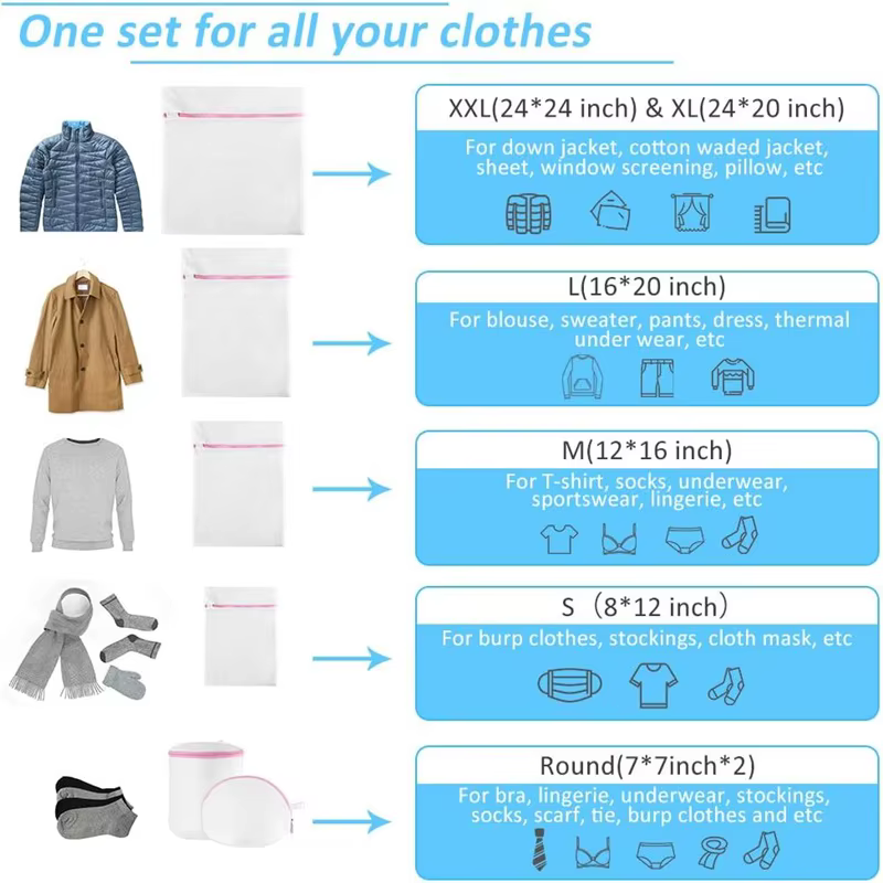 Sac à linge pour l'entretien des vêtements, panier à linge sale pour machines à laver, sacs en filet réutilisables pour chaussures de voyage, organisateur de vêtements et soutiens-gorge pour femme