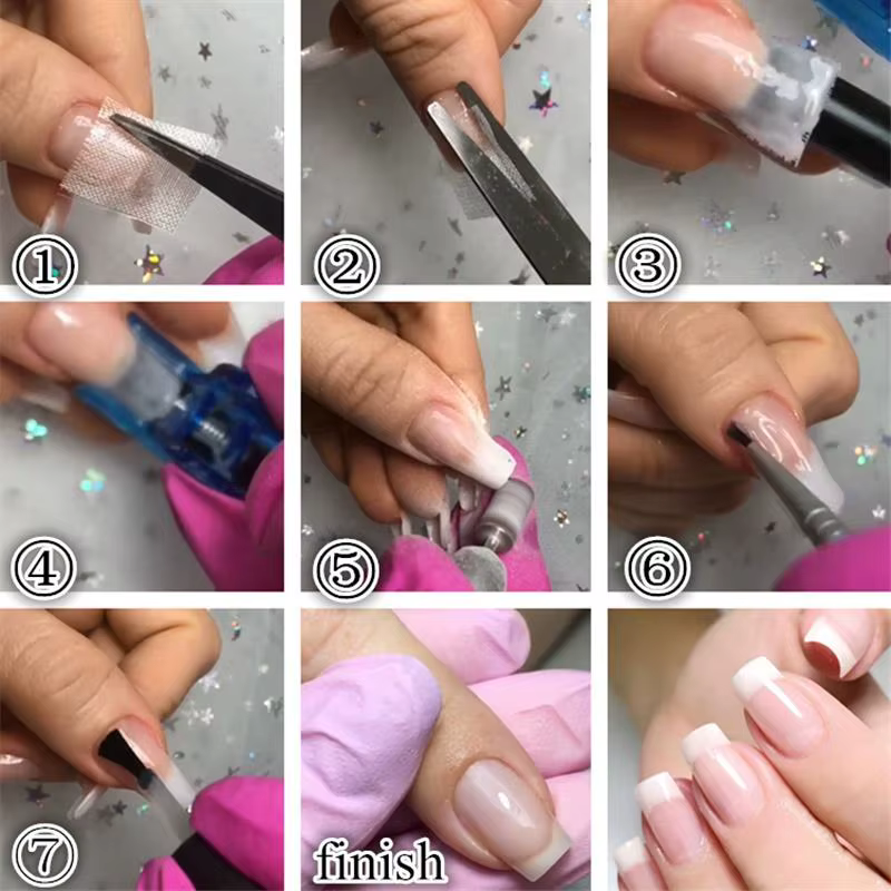 Protecteur d'enveloppe d'ongles en soie et fibre de verre