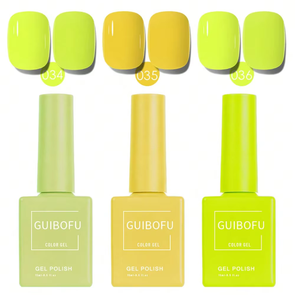 Lot de 3 vernis gel 15 ml vert néon jaune