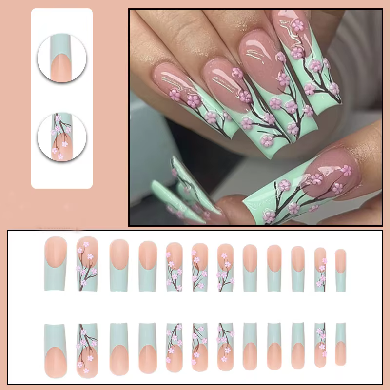 Faux ongles carrés mi-longs pour femmes et filles