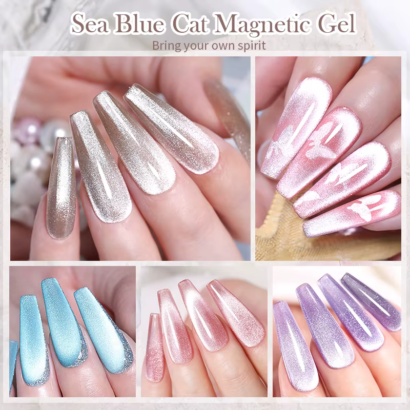 BORN PRETTY – vernis à ongles Gel magnétique chat bleu mer