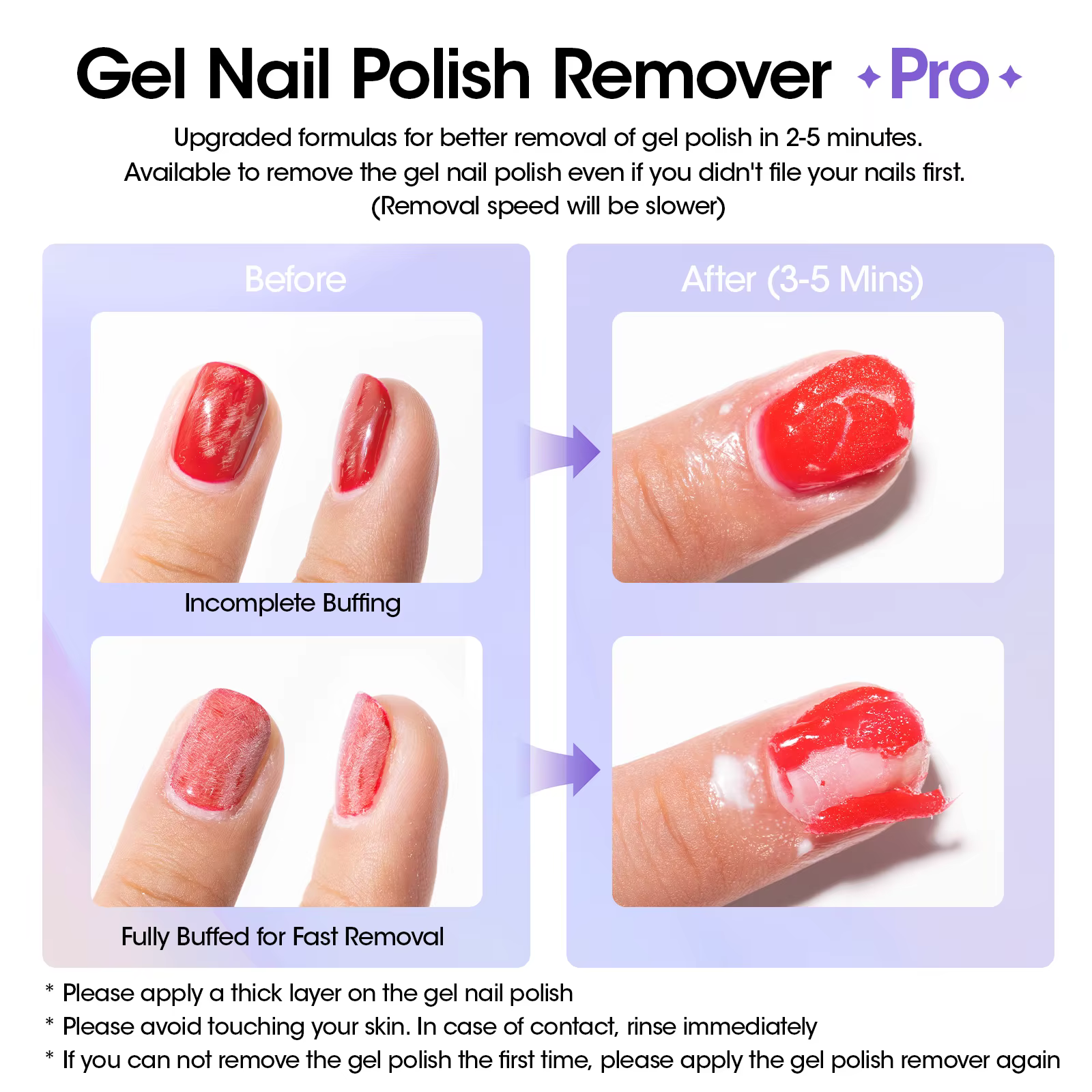 Kit professionnel GELLEN pour retirer le vernis à ongles en gel – Dissolvant rapide sans feuille