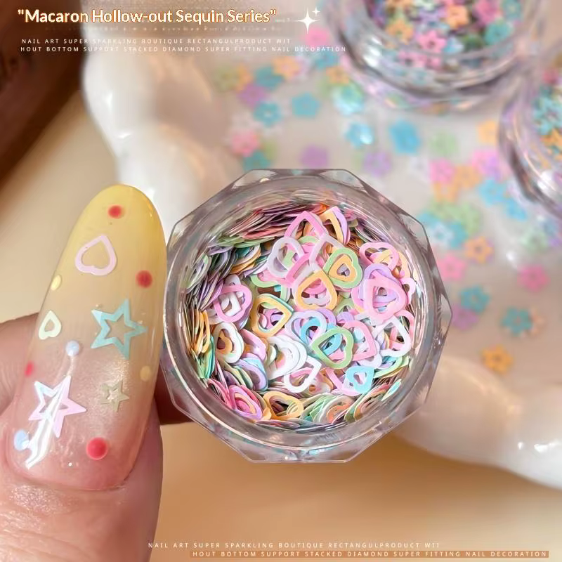 Nouveaux paillettes de nail art en forme de macaron pastel