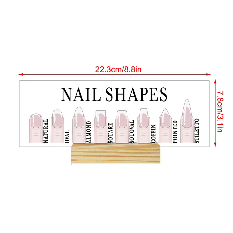 Nouveau présentoir de formes d'ongles en acrylique avec base en bois