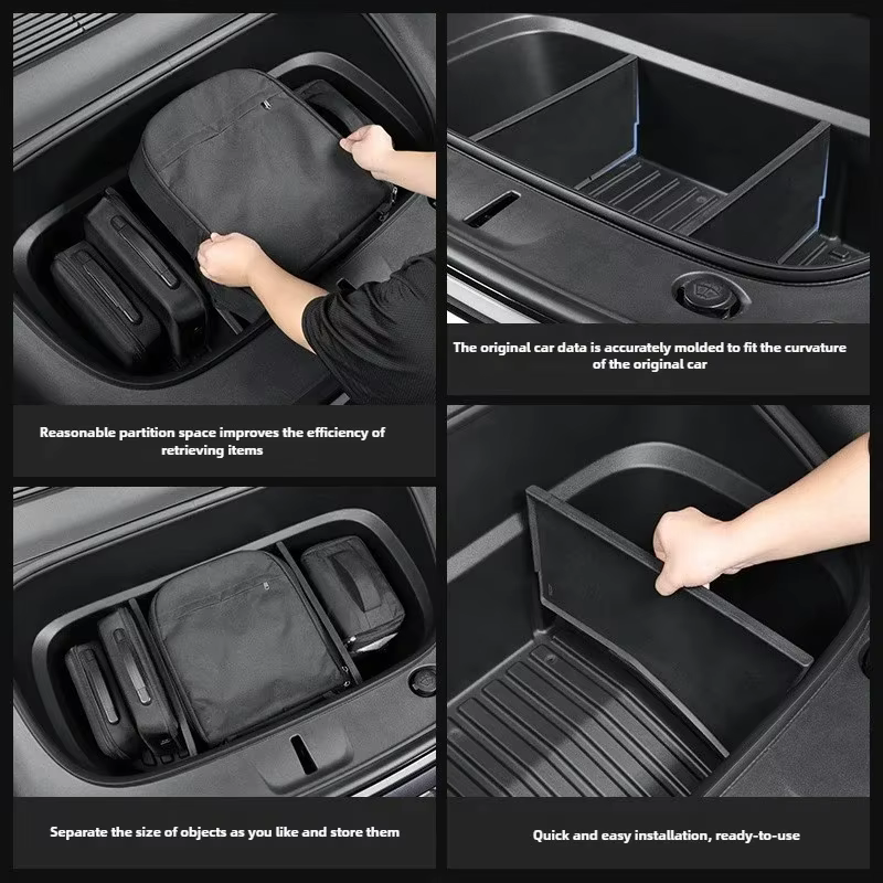 Pour Tesla nouveau modèle Y Juniper 2025 lancement 2026 tapis de coffre avant panneau de séparation TPE Frunk protecteur coussin organisateur boîte de rangement
