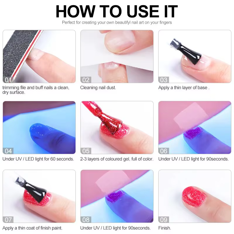 Kit de Verhéritage à Ongles Gel Acrylique N64.Set avec Lampe UV LED