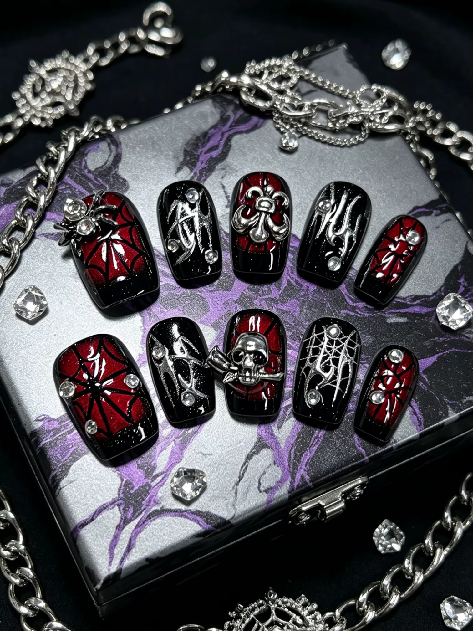 10 ongles courts de forme carrée