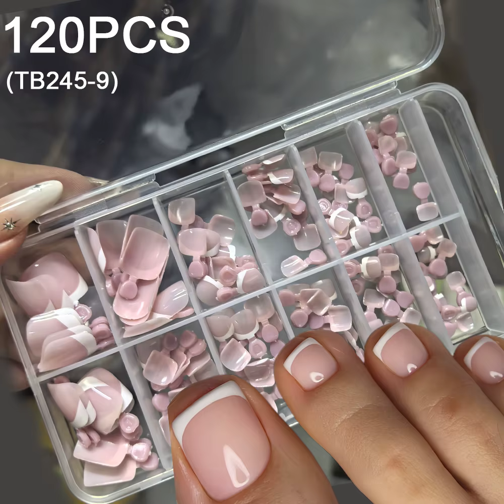 216/120 pièces faux ongles français rose nu