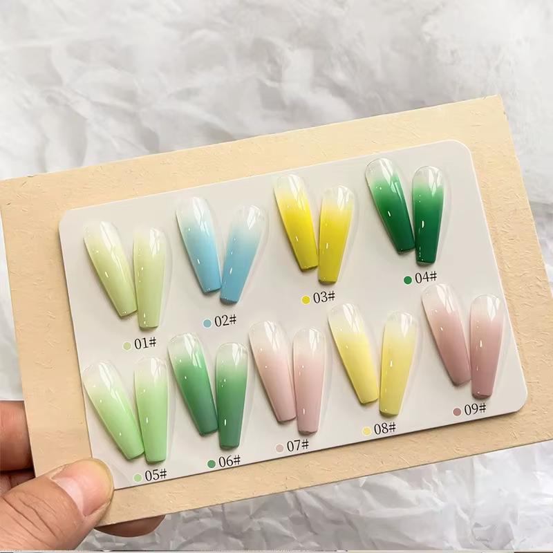 Vernis Gel Solide Série Verte 9 Couleurs avec Effet Dégradé