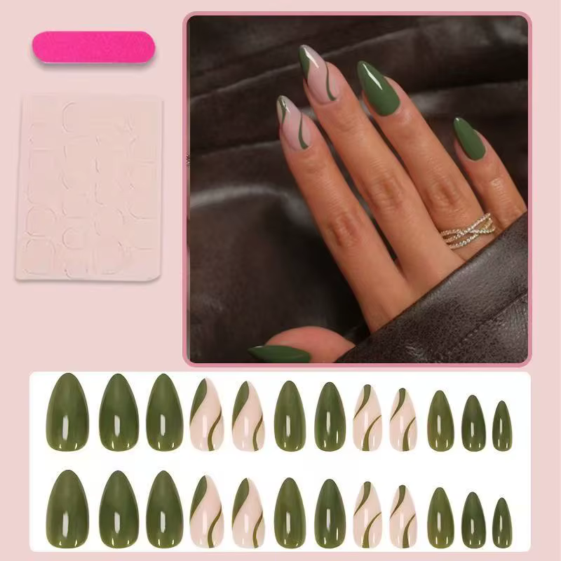 Ensemble de 24 ongles artificiels au design simple et élégant