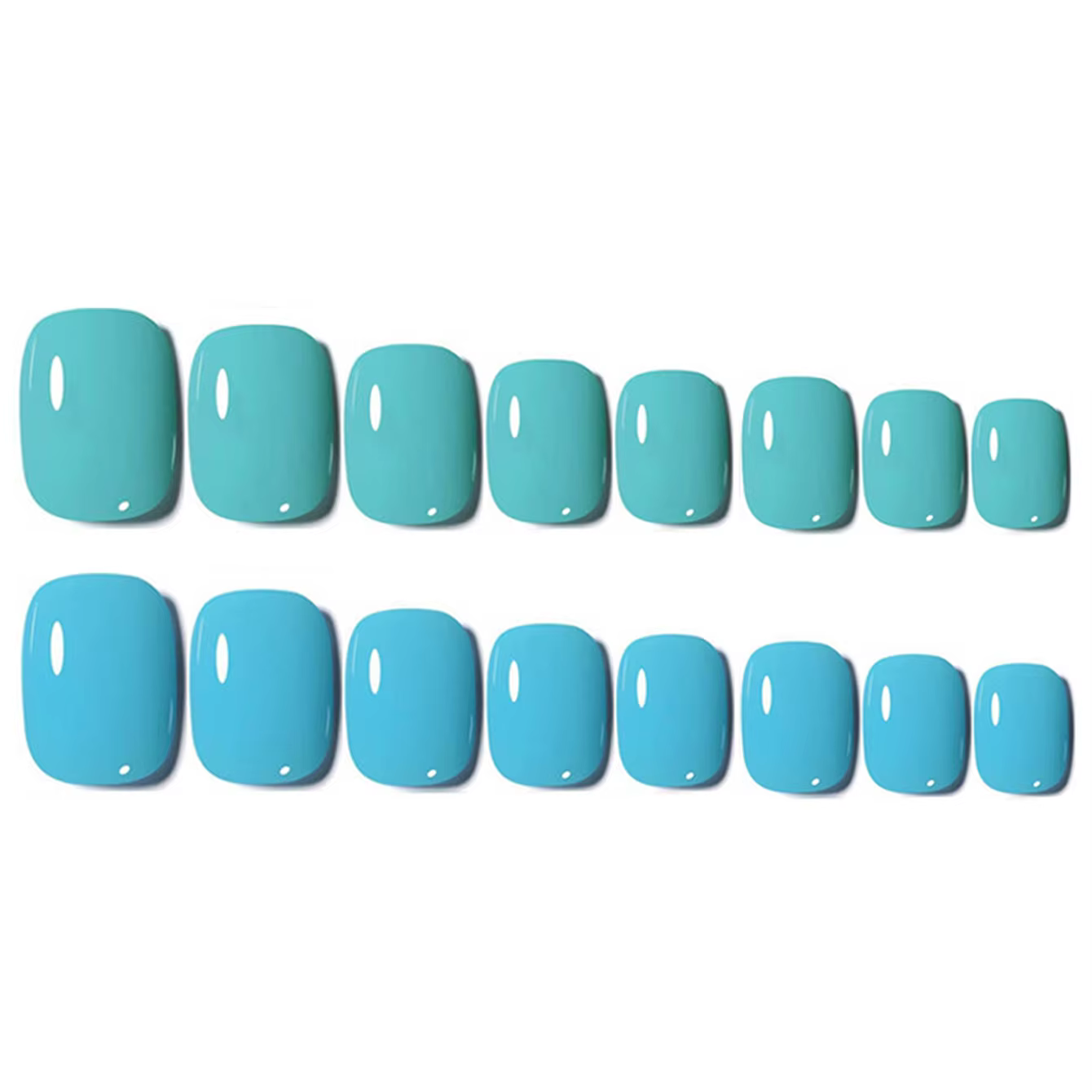 144 pièces-ensemble d'art d'ongle de faux ongles de la série bleue carrée courte-ensemble