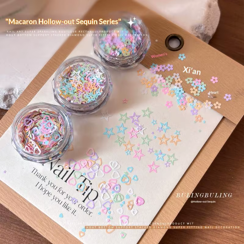 Nouveaux paillettes de nail art en forme de macaron pastel