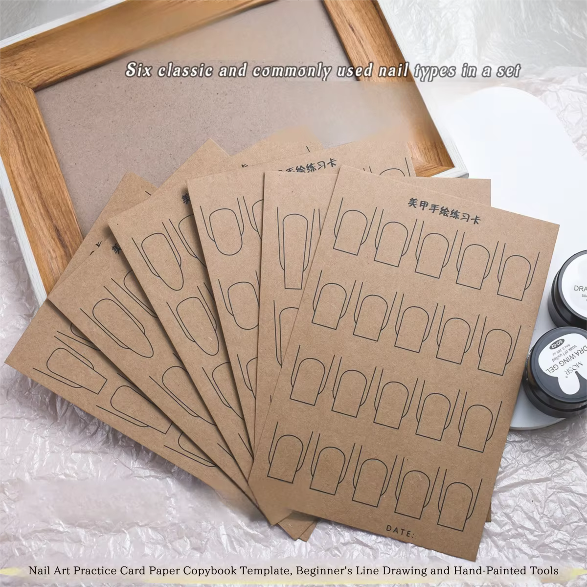 100 ensembles de carton de pratique de peinture à la main pour Nail Art