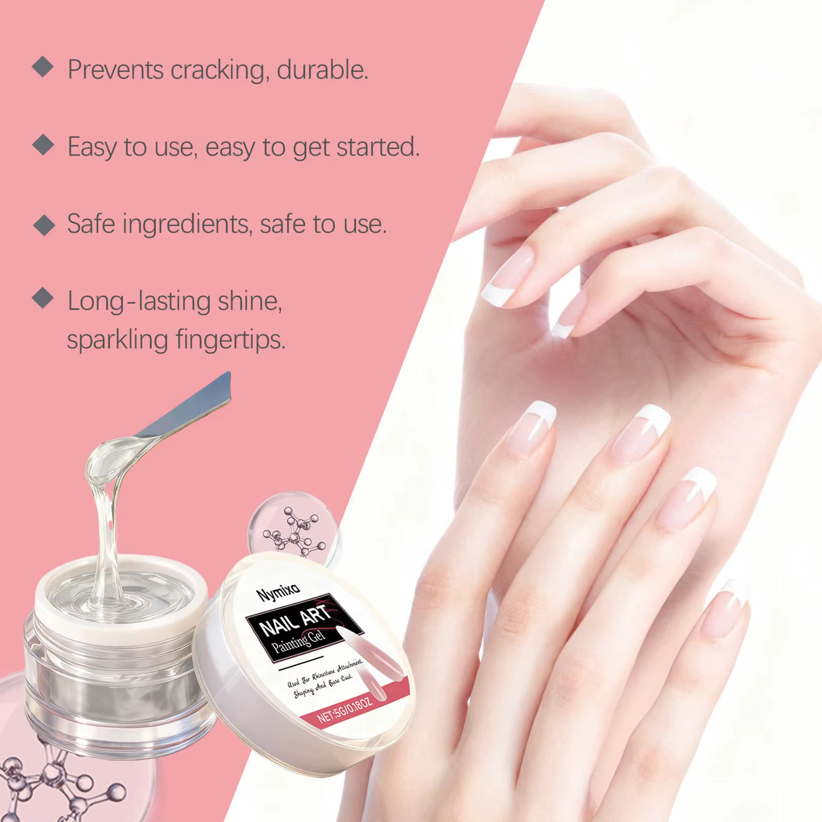 Colle à ongles transparente - Application facile pour les débutants