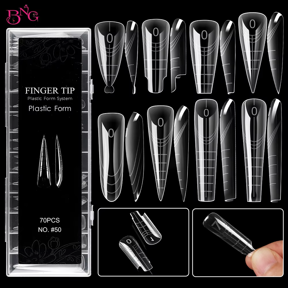 BNG 70/140 pièces griffe de chat ongles incurvés double formes pour Extension acrylique réutilisable couverture