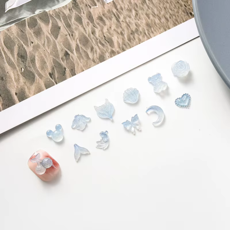 Nouveau kit d'art d'ongles d'été bleu clair mignon