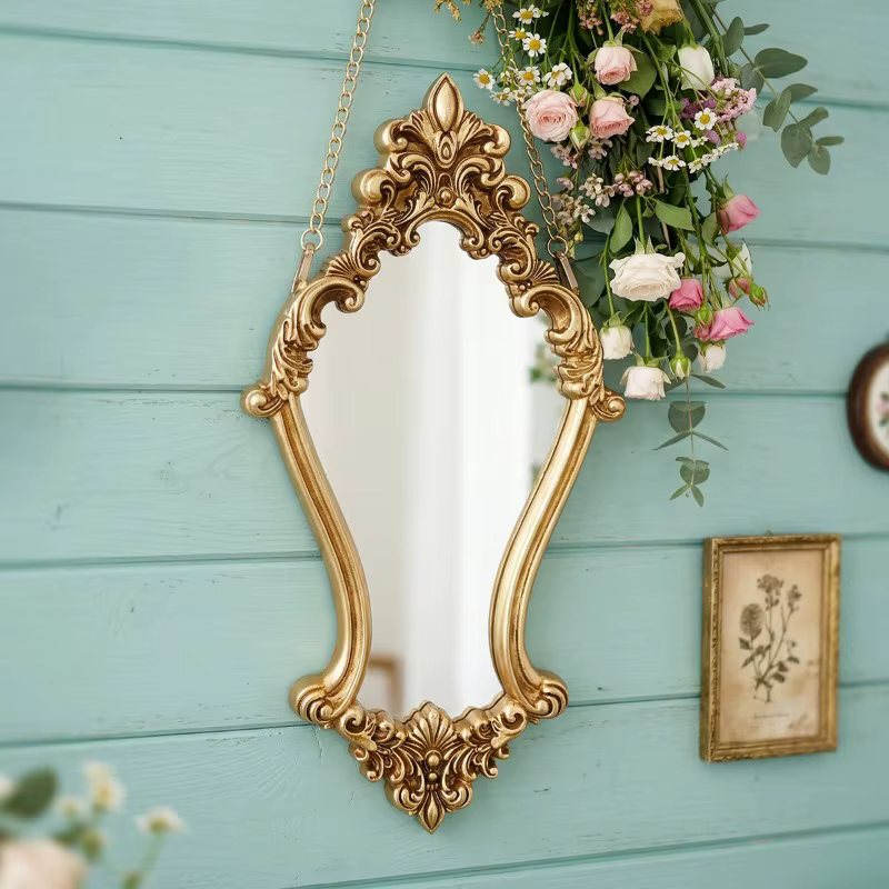 Miroirs décoratifs vintage pour mur, miroir mural antique suspendu, avec chaîne, miroir décoratif pour salon, chambre, salle de bain, entrée