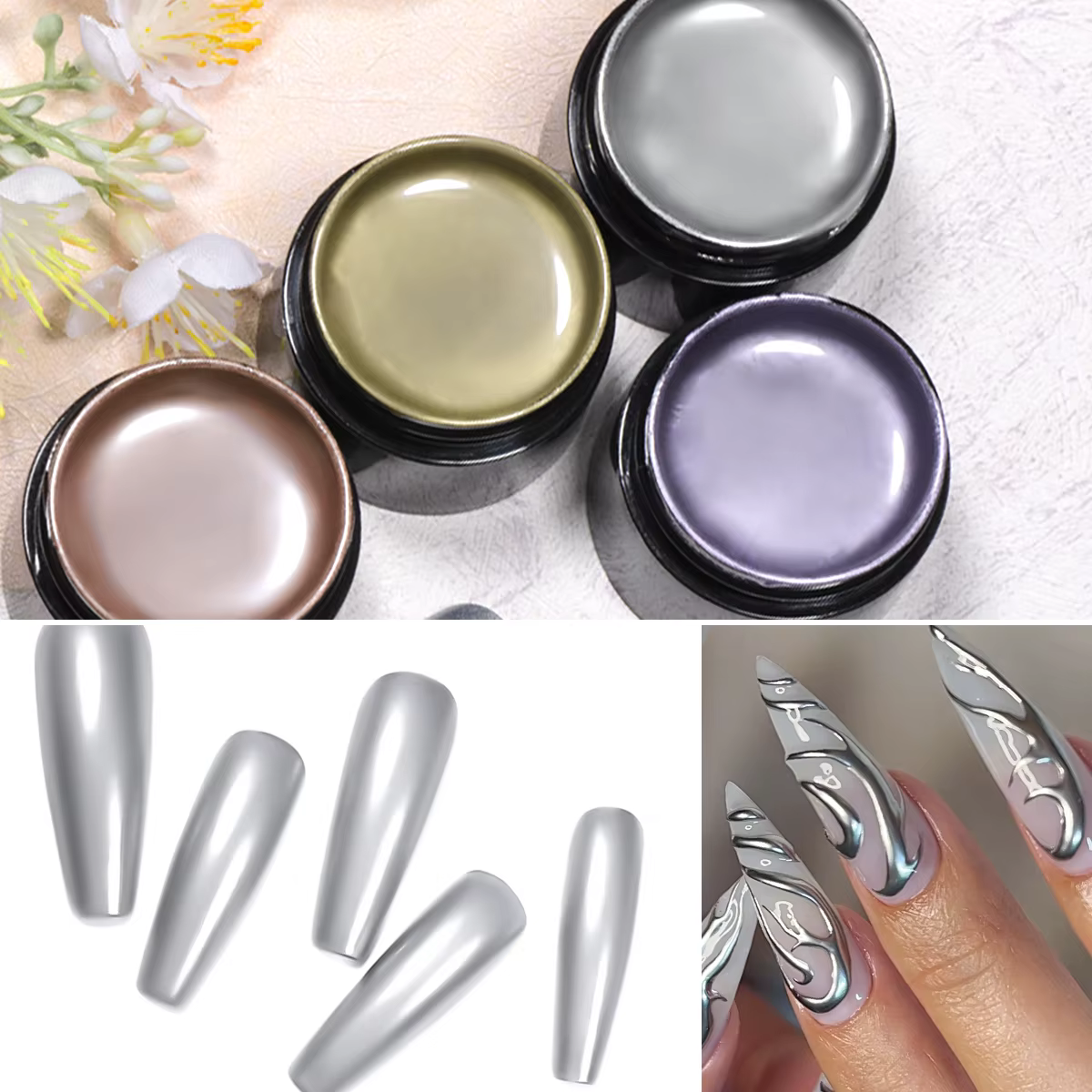 Peinture métallique Gel Chrome or argent Rose or effet miroir vernis à ongles Super lumineux ligne de dessin