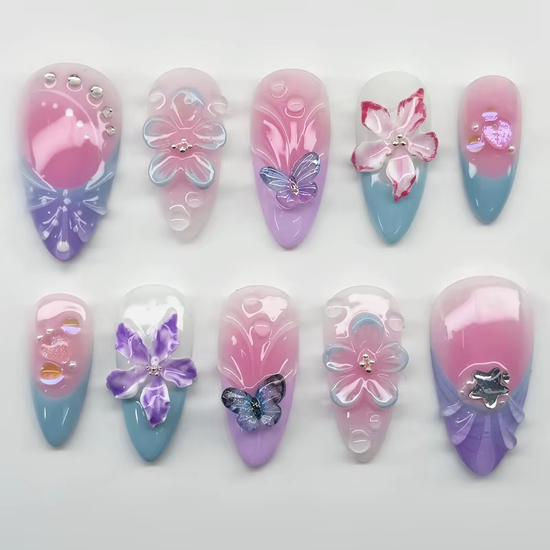 24 faux ongles à presser