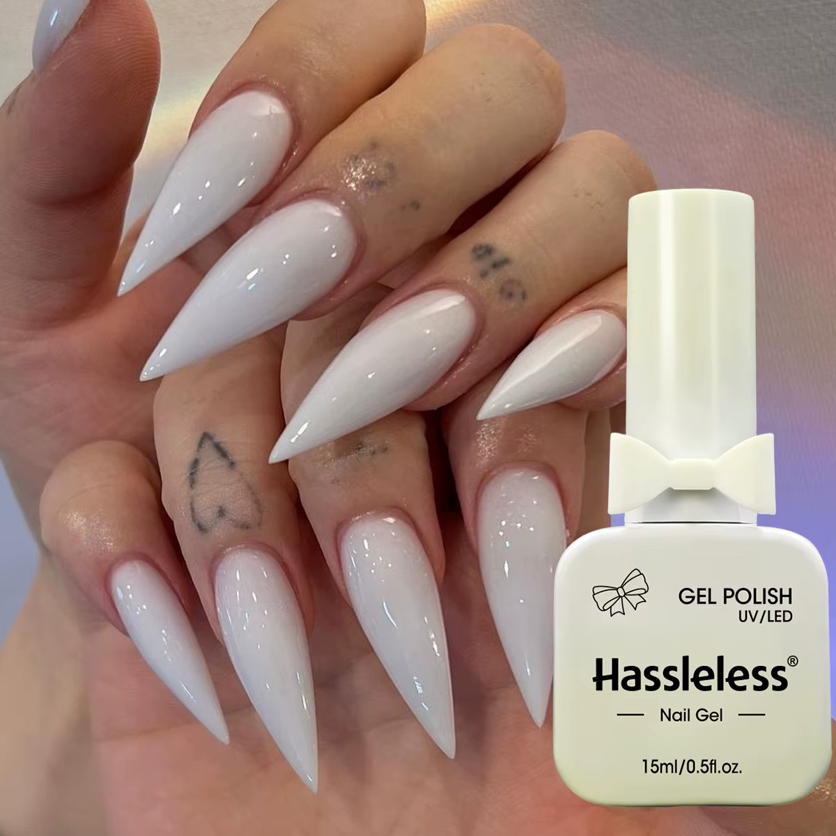 Vernis à ongles en gel blanc laiteux Hassleless 15 ml