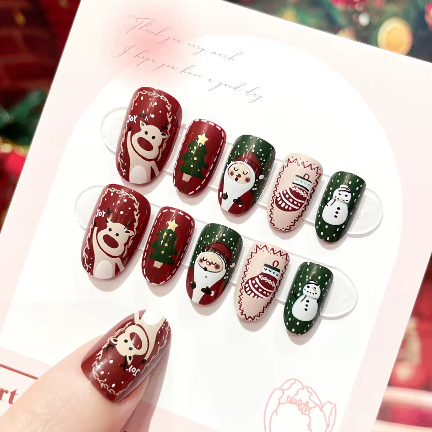 Faux ongles College de dessin animé Père Noël