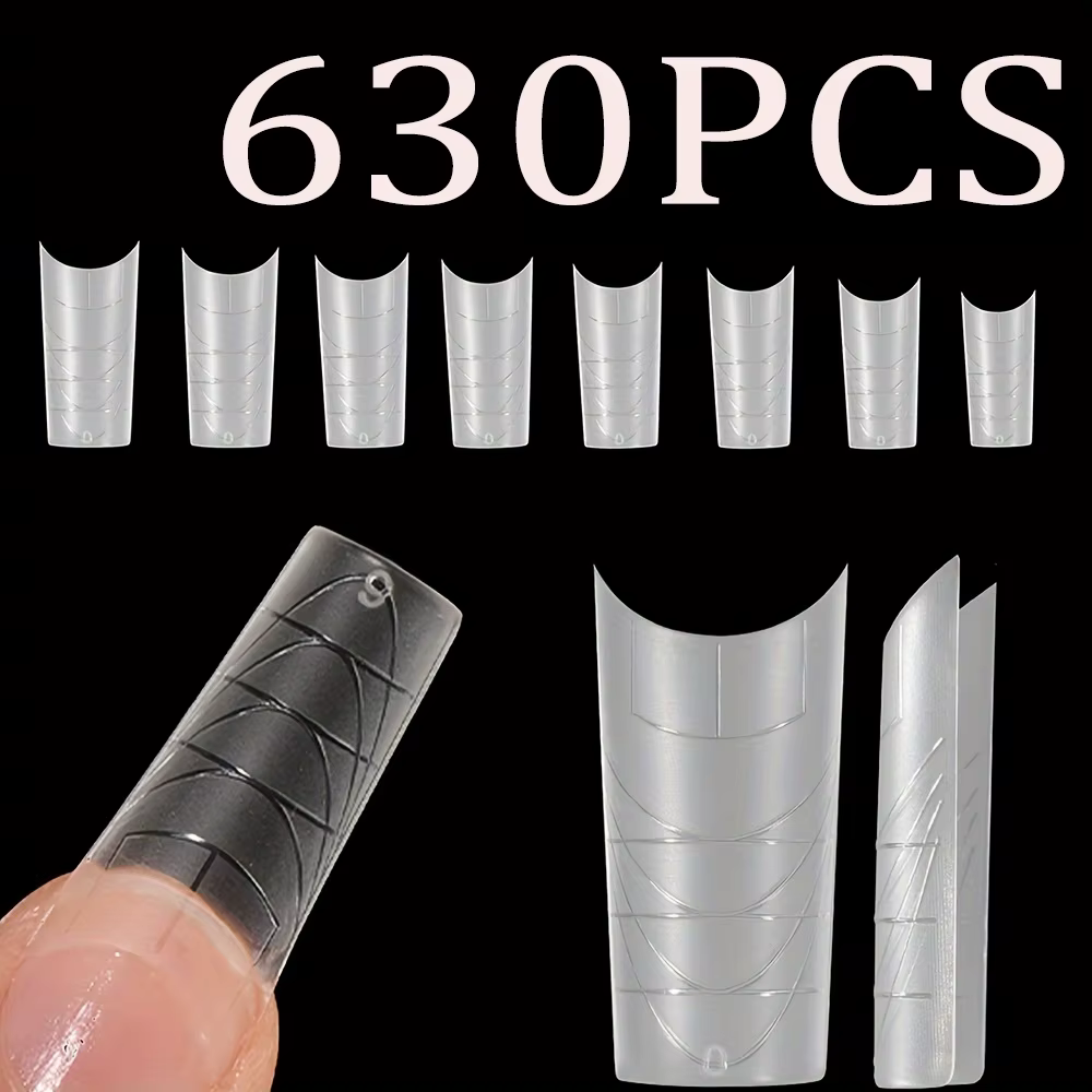 630 pièces pointes d'ongles de cercueil longs et transparents