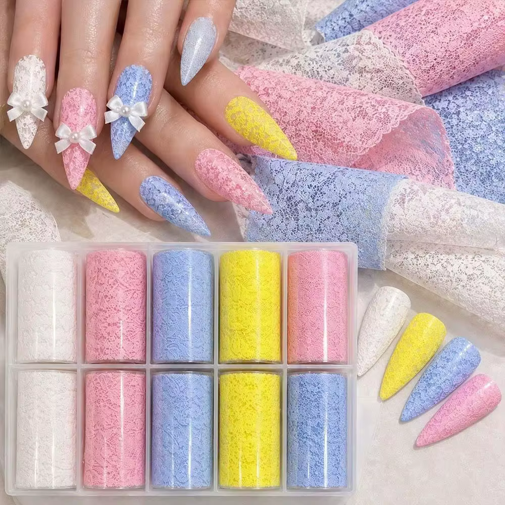 Autocollants pour ongles en dentelle à la mode