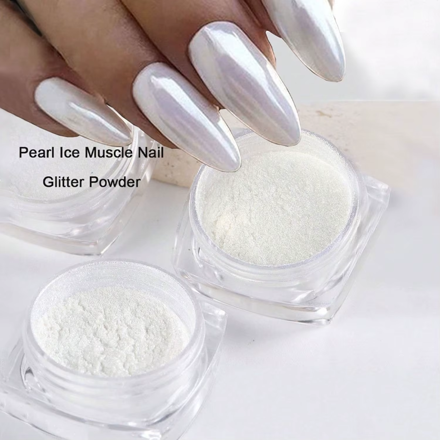 6 couleurs clair de lune perle miroir ongles poudre blanc fines paillettes effet métallique Pigment Gel vernis Chrome