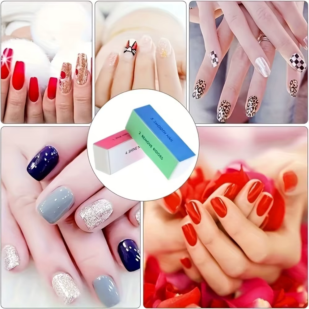 Lot de 2 limes à ongles et blocs de polissage, outils professionnels pour le nail art, permettant de polir toutes les faces des ongles, outils pour le nail art destinés aux salons de beauté.