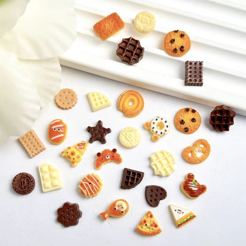 Ours créatif crème glacée chocolat Nail Art accessoires mignon simulé sourire Sandwich étoile Biscuit Dessert ongles