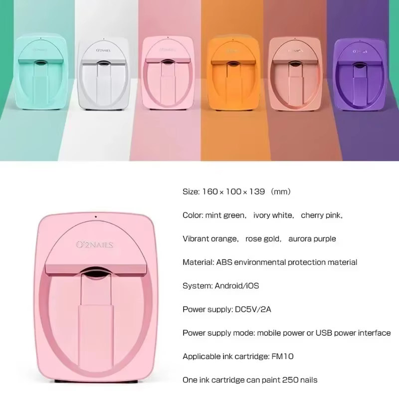 Imprimante à ongles 3D sans fil : concevez et imprimez via une application mobile avec une qualité HD 2400 DPI. Votre salon personnel à domicile pour une création de nail art sans fin.