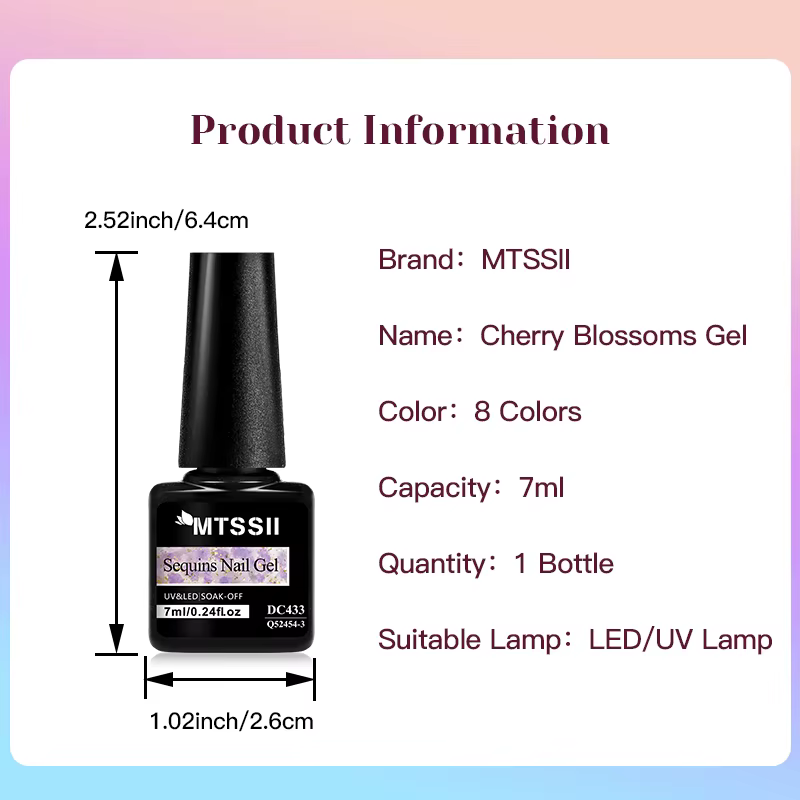 6/8 pièces paillettes fleurs de cerisier Gel vernis à ongles ensemble brillant couleur scintillante Semi Permanant